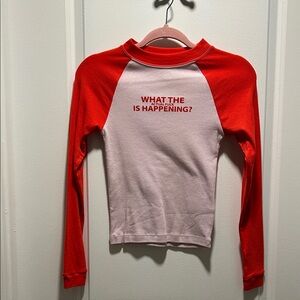 UP long sleeve orange and baby pink shirt